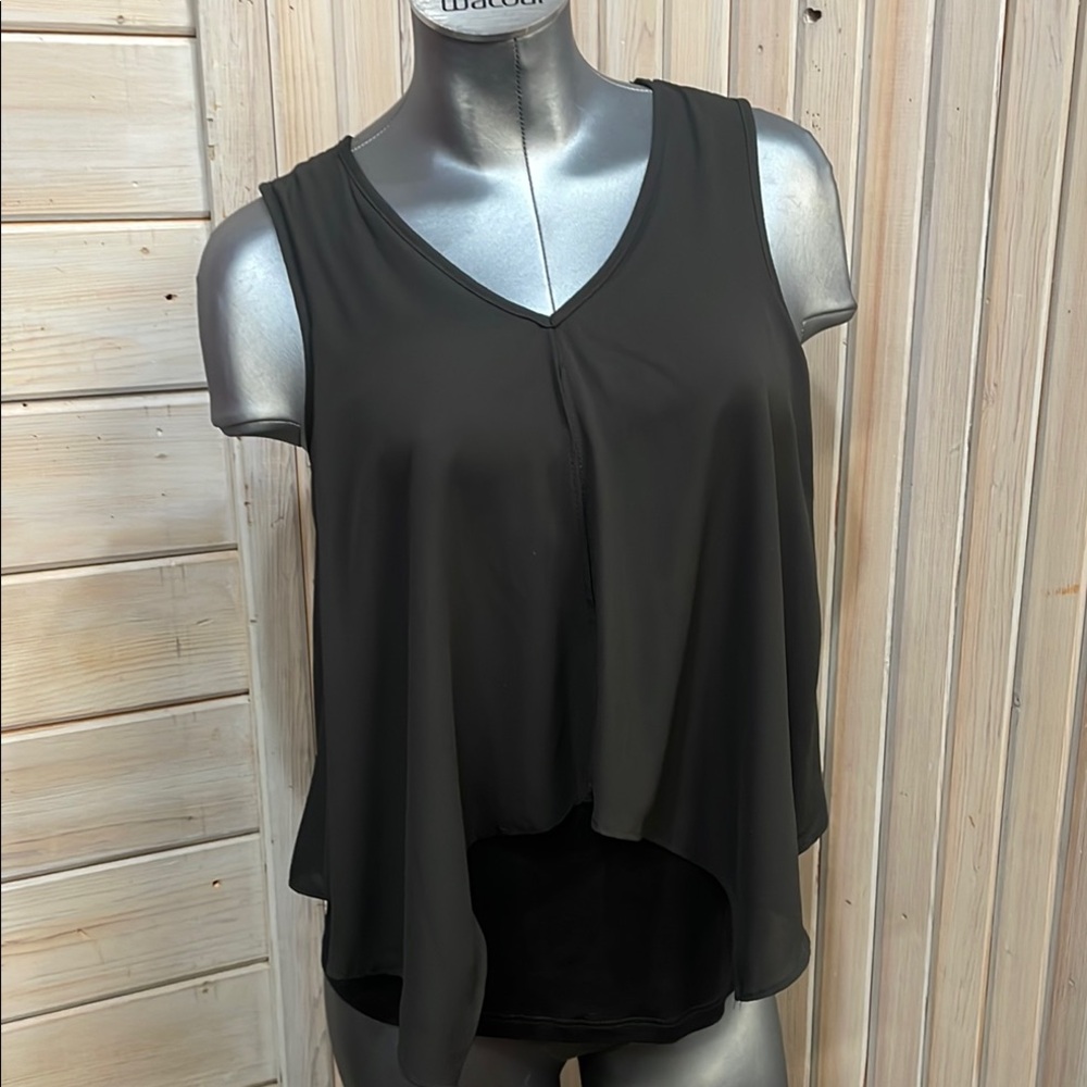 Black Asymmetrical Sleeveless Tank Top